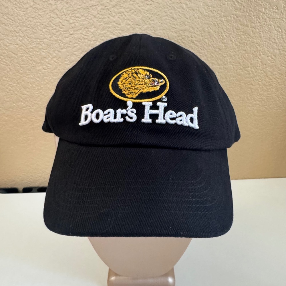 Boar's Head Black Baseball Cap Hat Adjustable Cotton Logo Deli Food Promo